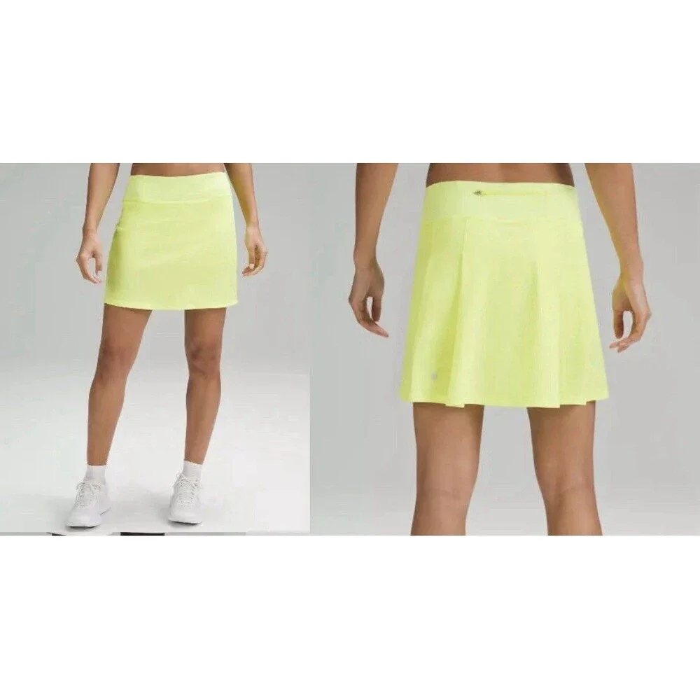 Lululemon Pace Rival Mid-Rise Skirt Extra Long Electric Lemon Women's Size 4 - Picture 2 of 10
